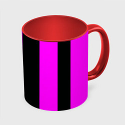 Кружка 3D Color black pink lines, цвет: 3D-белый + красный