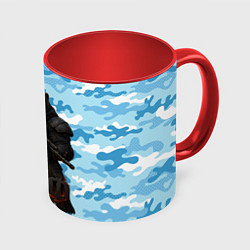 Кружка 3D ВМФ злой медведь с автоматом, цвет: 3D-белый + красный
