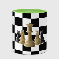 Кружка 3D Деревянные шахматные фигуры на доске, цвет: 3D-белый + светло-зеленый — фото 2