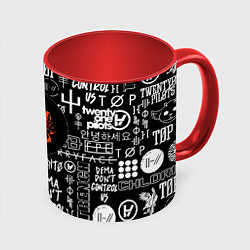 Кружка 3D Twenty one pilots rock logo, цвет: 3D-белый + красный