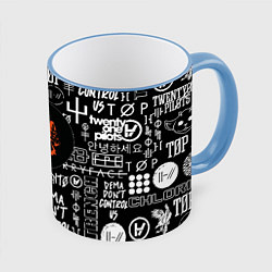 Кружка 3D Twenty one pilots rock logo, цвет: 3D-небесно-голубой кант