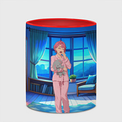 Кружка 3D Сиратори Айра хочет спать, цвет: 3D-белый + красный — фото 2