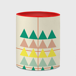 Кружка 3D Абстрактный лес - треугольники на светлом, цвет: 3D-белый + красный — фото 2