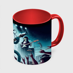 Кружка 3D Гитарист Бендер из рок группы Футурамы, цвет: 3D-белый + красный