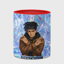 Кружка 3D XXXTentacion - скрещенные руки, цвет: 3D-белый + красный — фото 2