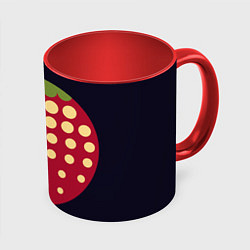 Кружка 3D Big strawberry russian black, цвет: 3D-белый + красный