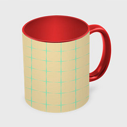 Кружка 3D Color beige green crosses, цвет: 3D-белый + красный