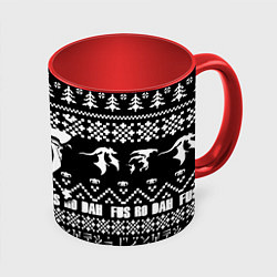 Кружка 3D Doom x elders scrolls pattern, цвет: 3D-белый + красный