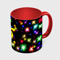 Кружка 3D Doom новогодние искры, цвет: 3D-белый + красный