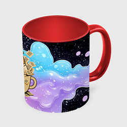 Кружка 3D Менеджер капибара в кружке в стикерах, цвет: 3D-белый + красный