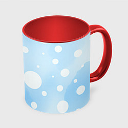 Кружка 3D Белые круги на голубом фоне, AI, цвет: 3D-белый + красный