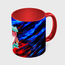 Кружка 3D Ливерпуль огненные искры, цвет: 3D-белый + красный