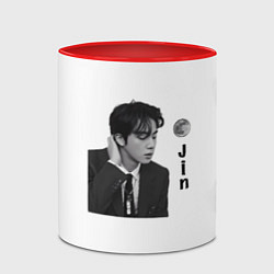 Кружка 3D Джин bts, цвет: 3D-белый + красный — фото 2
