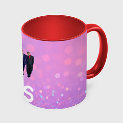 Кружка 3D BTS фон нежный боке, цвет: 3D-белый + красный