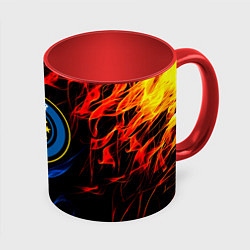 Кружка 3D Интер битва огней, цвет: 3D-белый + красный