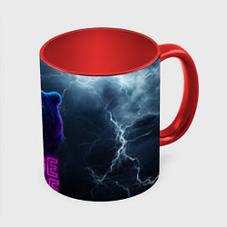Кружка 3D Rage mode злой медведь, цвет: 3D-белый + красный