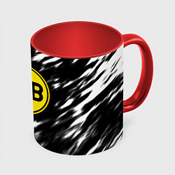 Кружка 3D Borussia штрихи красок текстура, цвет: 3D-белый + красный