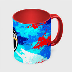 Кружка 3D Ювентус абстрактные краски, цвет: 3D-белый + красный