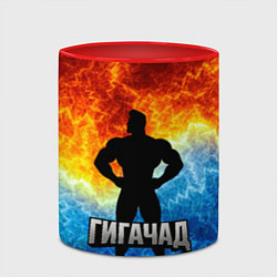 Кружка 3D Гагачад на фоне огня, цвет: 3D-белый + красный — фото 2