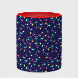 Кружка 3D Новогодние гирлянды, цвет: 3D-белый + красный — фото 2