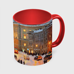 Кружка 3D Предновогодний Санкт-Петербург, цвет: 3D-белый + красный