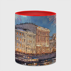 Кружка 3D Новогодний салют в Питере, цвет: 3D-белый + красный — фото 2