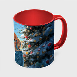 Кружка 3D Лошадка на новогодней площади, цвет: 3D-белый + красный