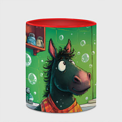 Кружка 3D Лошадь моется в ванной, цвет: 3D-белый + красный — фото 2