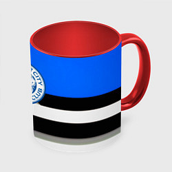 Кружка 3D Лестер сити геометрия полосы, цвет: 3D-белый + красный