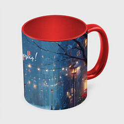 Кружка 3D С наступающим новым годом, цвет: 3D-белый + красный