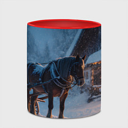 Кружка 3D Лошадь у избы, цвет: 3D-белый + красный — фото 2