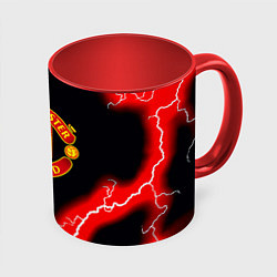 Кружка 3D Манчестер Юнайтед шторм молнии, цвет: 3D-белый + красный