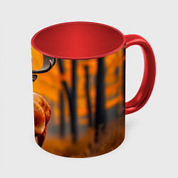 Кружка цветная Осенний лес с оленем