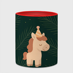 Кружка 3D Милая лошадка с колпаком, цвет: 3D-белый + красный — фото 2
