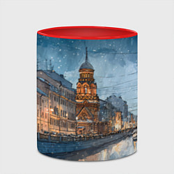 Кружка 3D Санкт-Петербург зимний город, цвет: 3D-белый + красный — фото 2