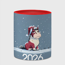 Кружка 3D 2026 Новогодняя карикатурная лошадка, цвет: 3D-белый + красный — фото 2