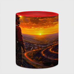 Кружка 3D Шахтёр на закате, цвет: 3D-белый + красный — фото 2
