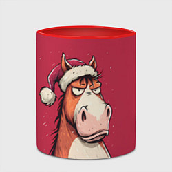 Кружка 3D Комичная новогодняя лошадь, цвет: 3D-белый + красный — фото 2
