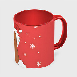 Кружка 3D Новогодняя лошадка с подарками, цвет: 3D-белый + красный