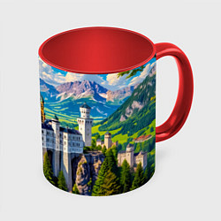 Кружка 3D Сказочный Нойшванштайн, цвет: 3D-белый + красный