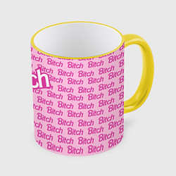 Кружка 3D Bitch Barbie, цвет: 3D-желтый кант