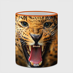 Кружка 3D Рык леопарда, цвет: 3D-оранжевый кант — фото 2