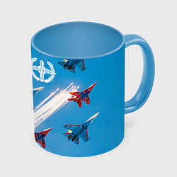 Кружка 3D Самолеты ВВС, цвет: 3D-белый + небесно-голубой