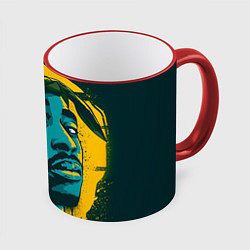 Кружка 3D 2Pac Shakur, цвет: 3D-красный кант