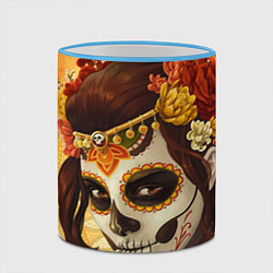 Кружка 3D Девушка. Сахарный череп, цвет: 3D-небесно-голубой кант — фото 2
