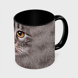 Кружка 3D Котик, цвет: 3D-белый + черный