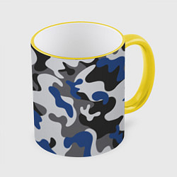 Кружка 3D Зимний камуфляж, цвет: 3D-желтый кант