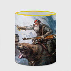 Кружка 3D Русский воин на медведе, цвет: 3D-желтый кант — фото 2