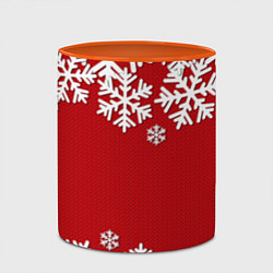 Кружка 3D Снежинки, цвет: 3D-белый + оранжевый — фото 2