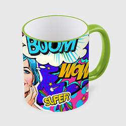 Кружка 3D Pop art, цвет: 3D-светло-зеленый кант